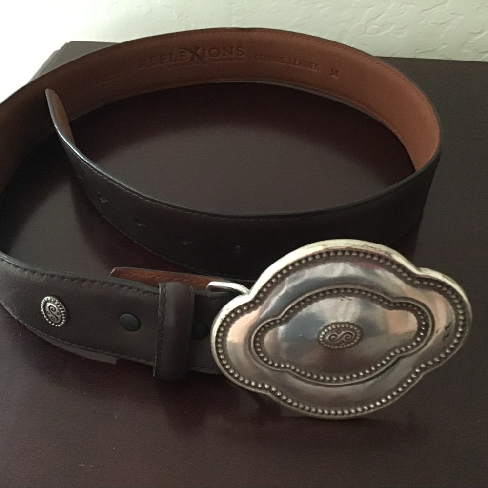 Reflexion Genuine Leather Belt with Silver Buckle